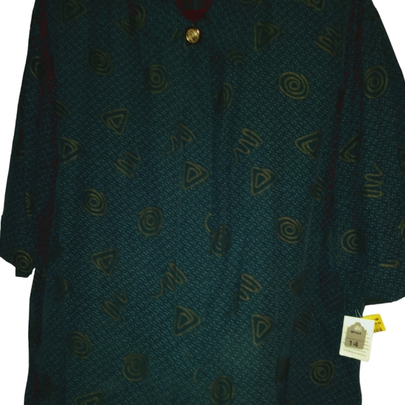 Lemon Grass XL Button Blouse Blúe-geen With Gold Buttons Shirt NWT - Picture 8 of 9